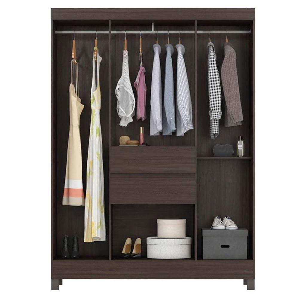 Guarda Roupa Casal Ecom 2 Com Multiuso Golden Com Cômoda Montevidéu Café - Demóbile - 3