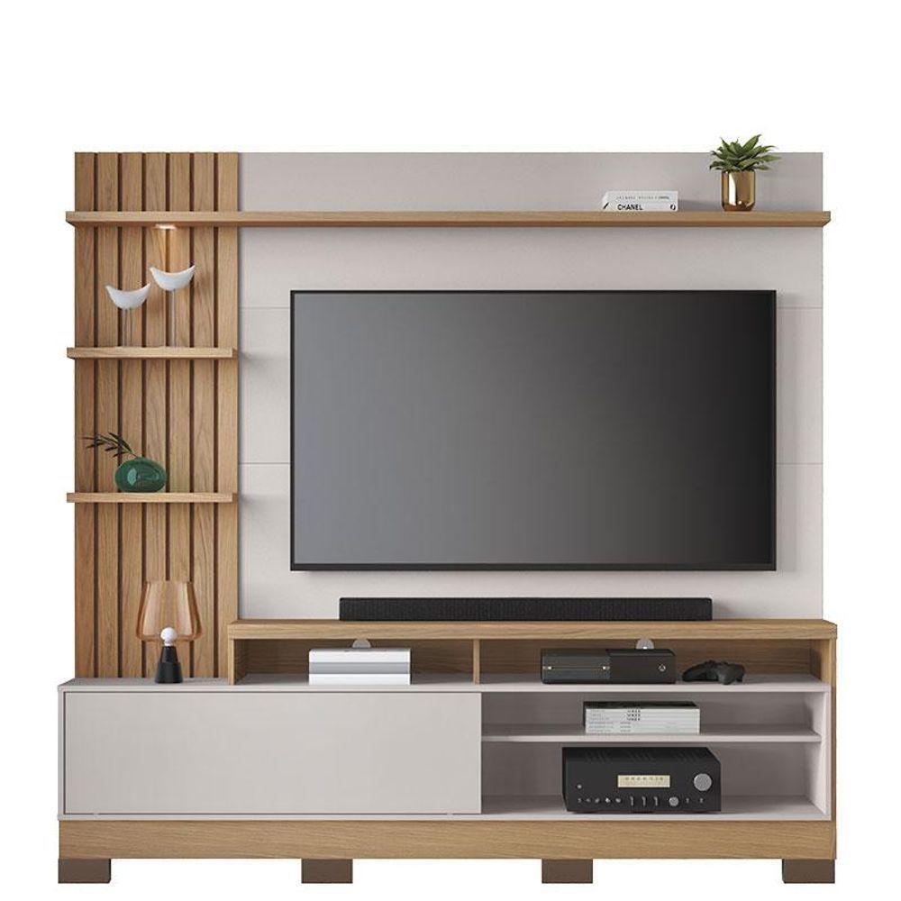 Estante Home Theater Maceió Com Pés Freijó Off White E Aparador Riviera Freijó - Colibri - 2