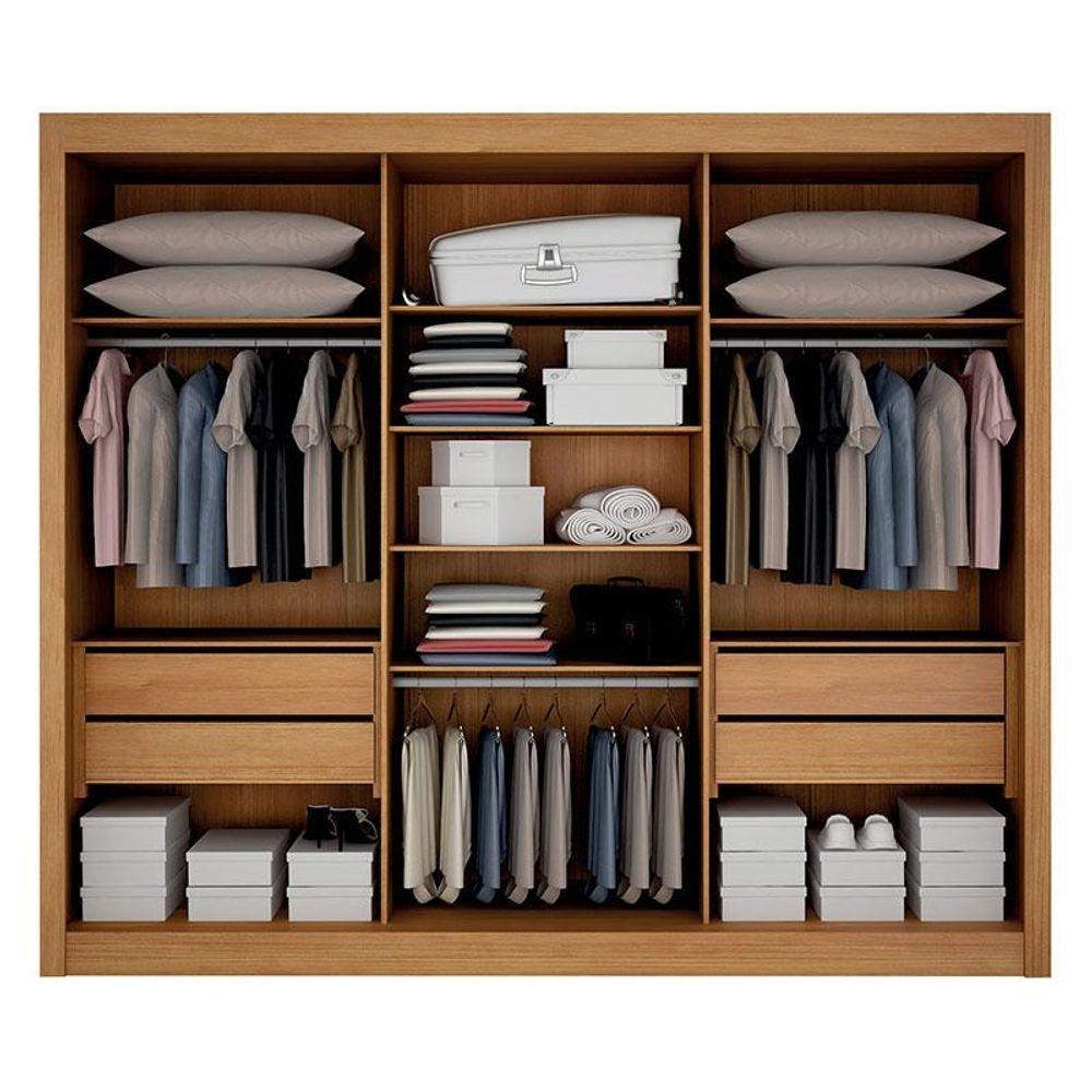 Guarda Roupa Casal 3 Portas Milano Cinamomo - Leifer Móveis - 2