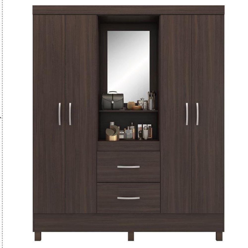 Guarda Roupa Casal Capelinha Lord Com Multiuso Golden Com Cômoda Montevidéu Café Touch - Demóbile - 2