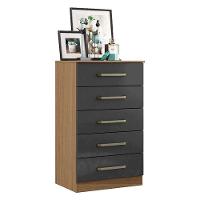 Guarda Roupa Casal 2030240 Com Armário Multiuso 2000192 E Cômoda 2014140 Atacama Grafite - Aramóveis - 2