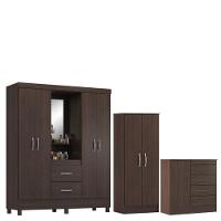 Guarda Roupa Casal Capelinha Lord Com Multiuso Viena Com Cômoda Montevidéu Café Touch - Demóbile - 1