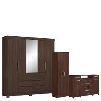 Guarda Roupa Casal Cádis Com Multiuso Golden Com Cômoda London Café - Demóbile - 1