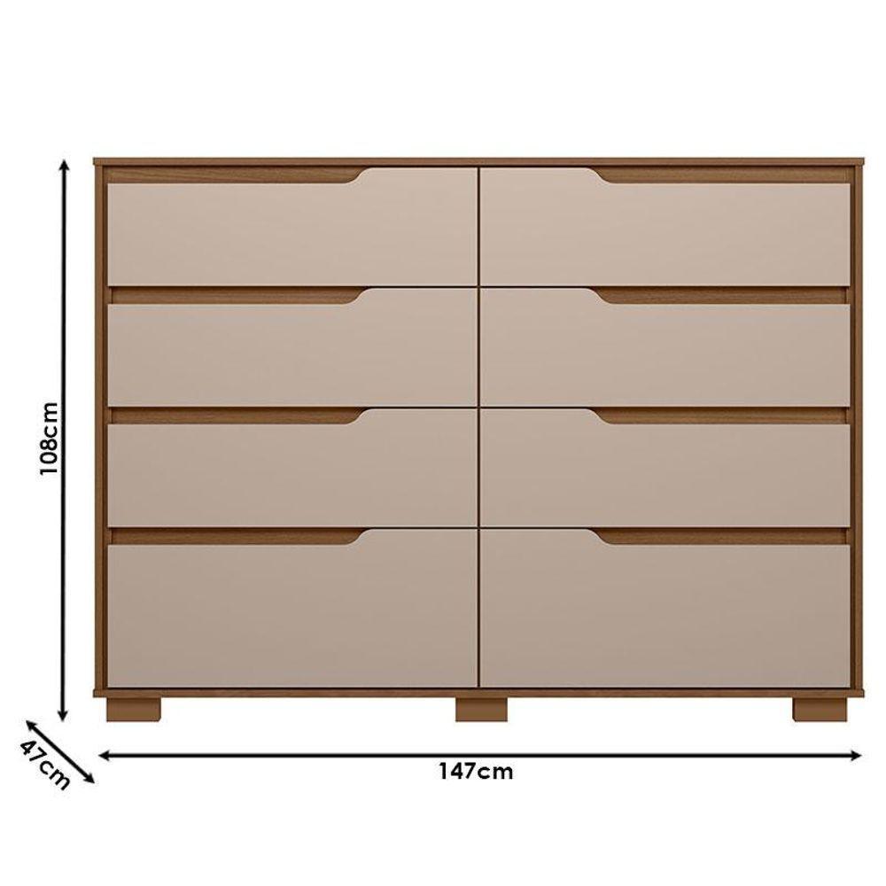 Guarda Roupa Casal Alasca E Cômoda Georgia Carvalho Fendi - Moval - 3