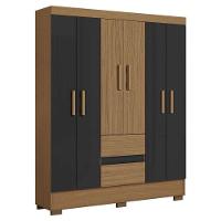 Guarda Roupa Casal Coimbra 2005138 Com Armário Multiuso New 2000192 E Cômoda 2014140 Atacama Grafite - Aramóveis - 2