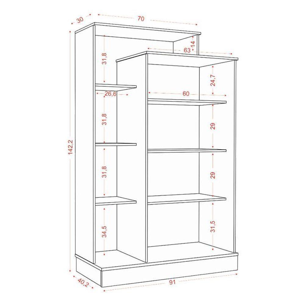 Guarda Roupa Casal Porto 8 Portas 4 Gavetas E Armário Multiuso Florença Branco Brilho - Aramóveis - 7
