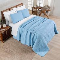 Cobre Leito King Dupla Face Riviera Micropercal 200 Fios Azul - 3 Peças - 4