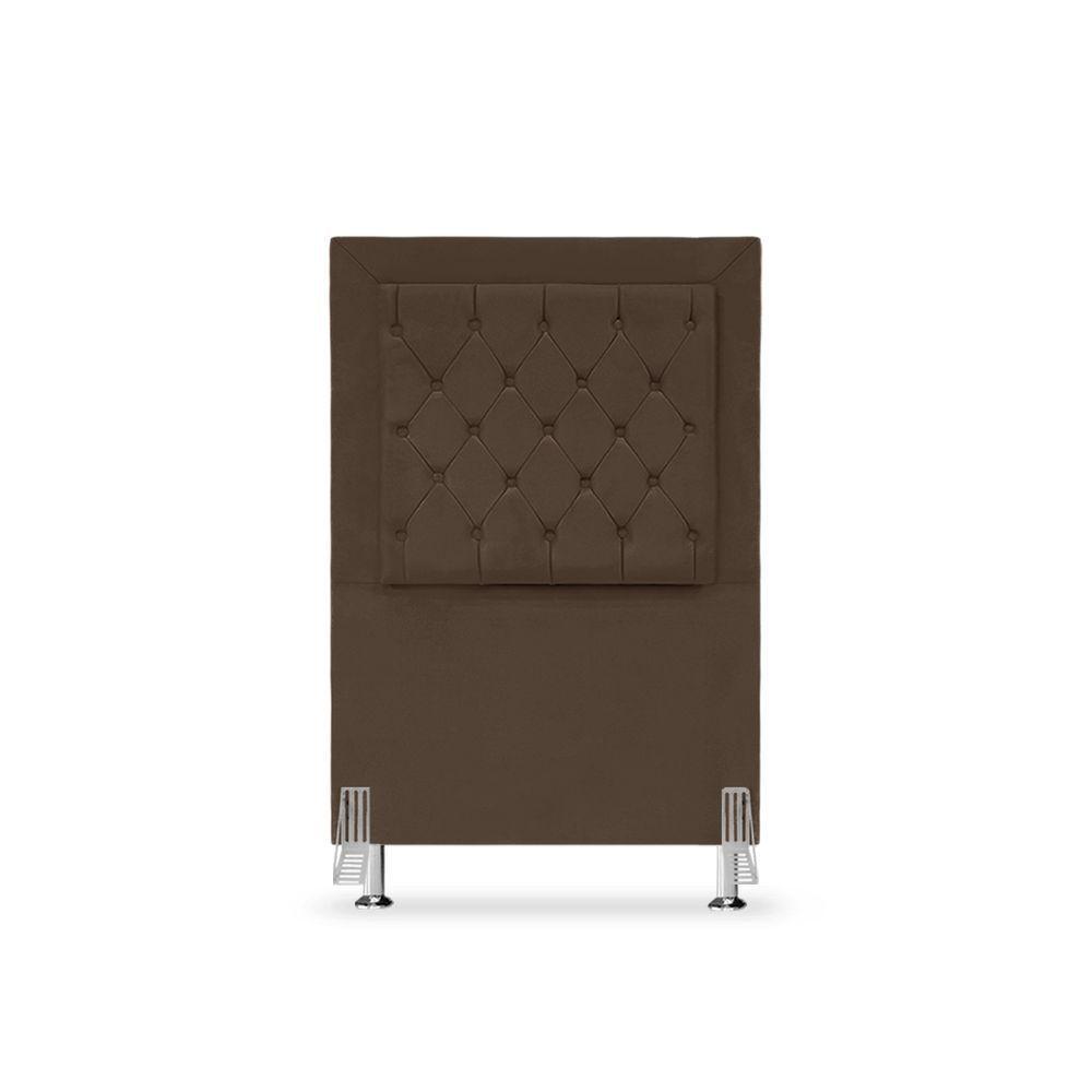 Cabeceira De Cama Box Solteiro 90 Cm Baronesa - Veludo Marrom - 2