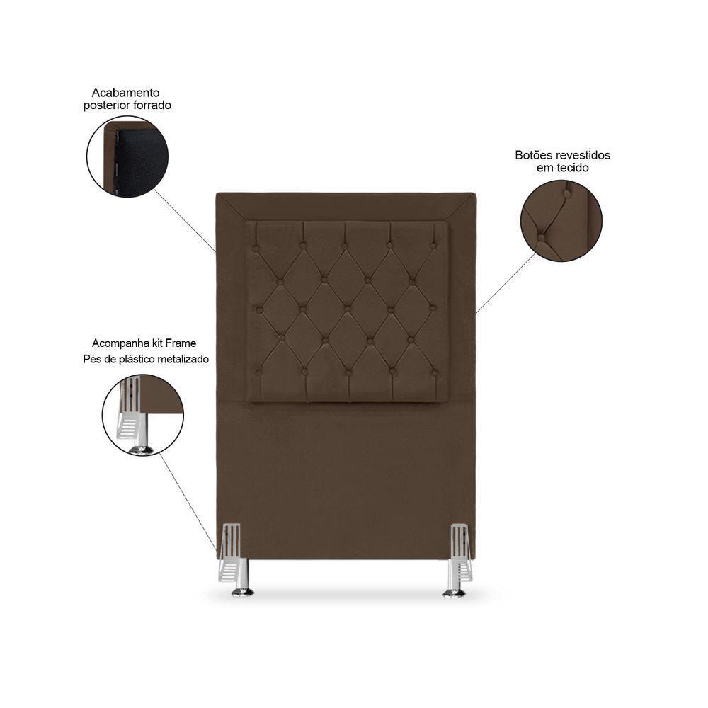 Cabeceira De Cama Box Solteiro 90 Cm Baronesa - Veludo Marrom - 3