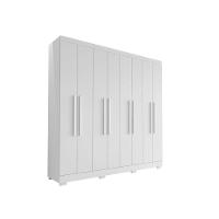 Guarda Roupa Casal Porto 8 Portas 4 Gavetas E Cômoda Sapateira Milão Branco Brilho - Aramóveis - 2