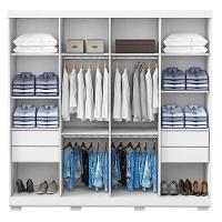 Guarda Roupa Casal Porto 8 Portas 4 Gavetas E Cômoda Sapateira Milão Branco Brilho - Aramóveis - 3