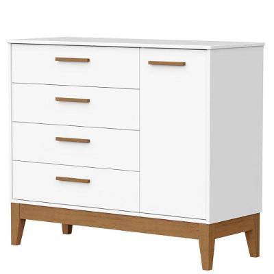 Cômoda Sapateira Infantil Flip 4 Gavetas em MDF com Puxador em MDF Branco