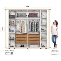 Guarda Roupa Casal Premium E Cômoda Ravenna Nature Off White - Henn - 3