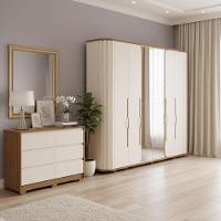 Guarda Roupa Casal Premium E Cômoda Ravenna Nature Off White - Henn - 10