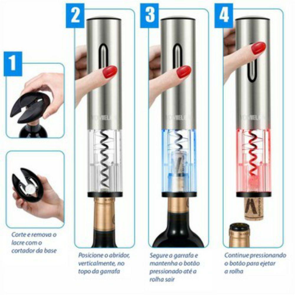 Abridor Vinho Saca Rolha Elétrico Sem Fio Bateria Recarregável 883 Lorben - 5