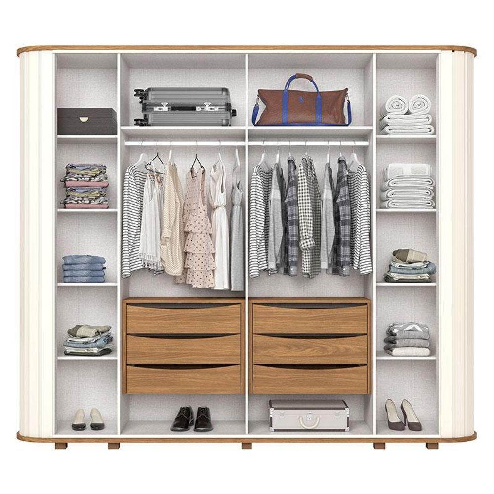 Guarda Roupa Casal Premium Ambiente 6 Portas Off White Nature - Henn - 2