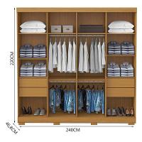 Guarda Roupa Casal Porto 8 Portas 4 Gavetas Freijó Grafite - Aramóveis - 3