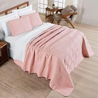 Cobre Leito King Dupla Face Riviera Micropercal 200 Fios Rosa - 3 Peças - 3