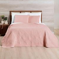 Cobre Leito King Dupla Face Riviera Micropercal 200 Fios Rosa - 3 Peças - 4