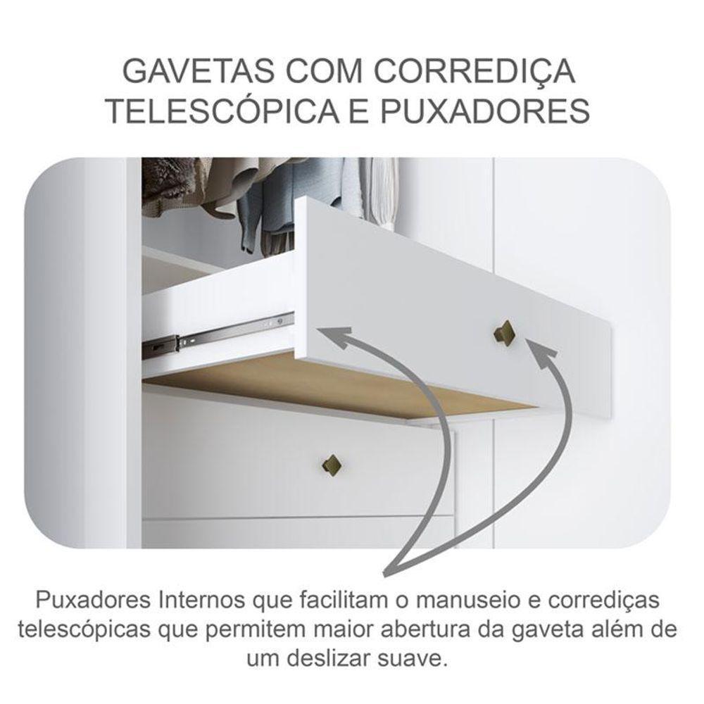 Guarda Roupa Casal Sienna 2 Portas 8 Gavetas Neve Com Espelho - Novo Horizonte - 3