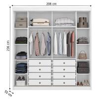 Guarda Roupa Casal Sienna 2 Portas 8 Gavetas Neve Com Espelho - Novo Horizonte - 2