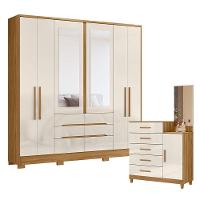 Guarda Roupa Casal San Francisco E Cômoda Lisboa Freijó Off White - Moval - 1