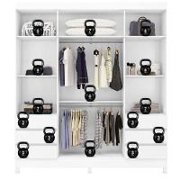 Guarda Roupa Casal Roma 4 Portas Com Espelho Branco Brilho - Demobile - 3