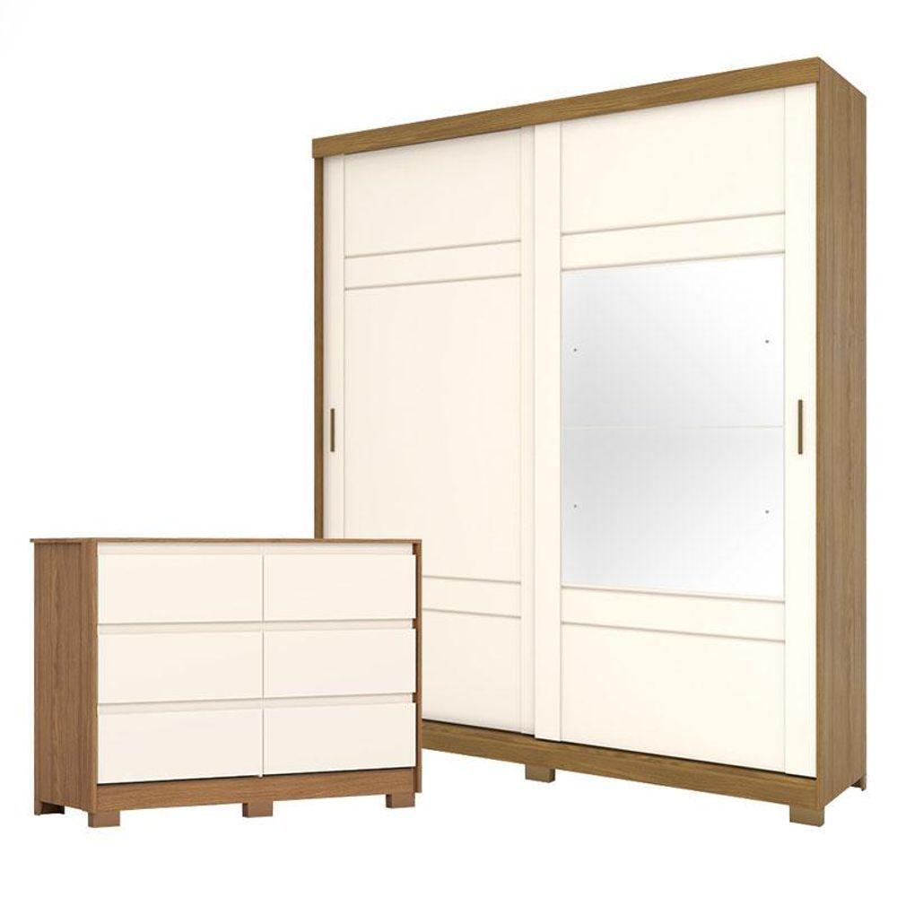 Guarda Roupa Casal Verg E Cômoda Ravenna Ambiente Nature Off White - Henn - 10