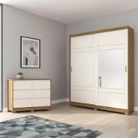 Guarda Roupa Casal Verg E Cômoda Ravenna Ambiente Nature Off White - Henn - 1