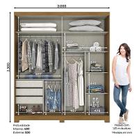 Guarda Roupa Casal Verg E Cômoda Ravenna Ambiente Nature Off White - Henn - 3