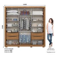 Guarda Roupa Casal Vasti Ambiente 2 Portas Nature Off White - Henn - 3