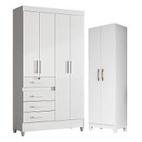 Guarda Roupa Infantil Sobral E Armário Multiuso New íris Branco Brilho - Moval - 1