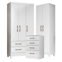 Guarda Roupa Infantil Lima Com Cômoda Ms913 E Armário Multiuso New íris Branco Brilho - Moval - 1