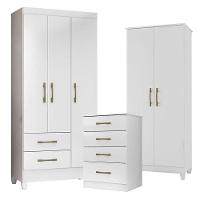 Guarda Roupa Infantil Lima Com Cômoda Ms913 E Armário Multiuso Jade Branco Brilho - Moval - 1