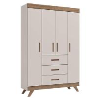 Guarda Roupa Infantil Retrô Maya Off White Carvalho - Carolina - 1