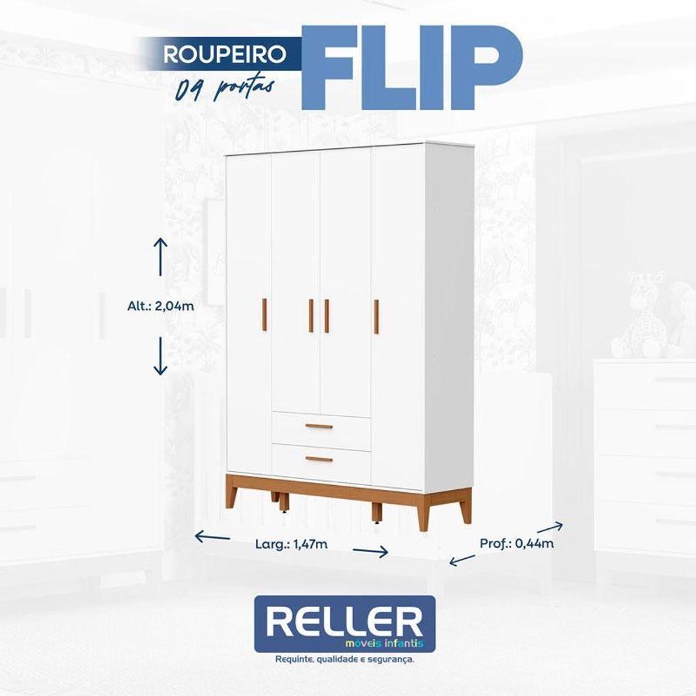 Guarda Roupa Infantil Flip 4 Portas Branco Acetinado - Reller - 3