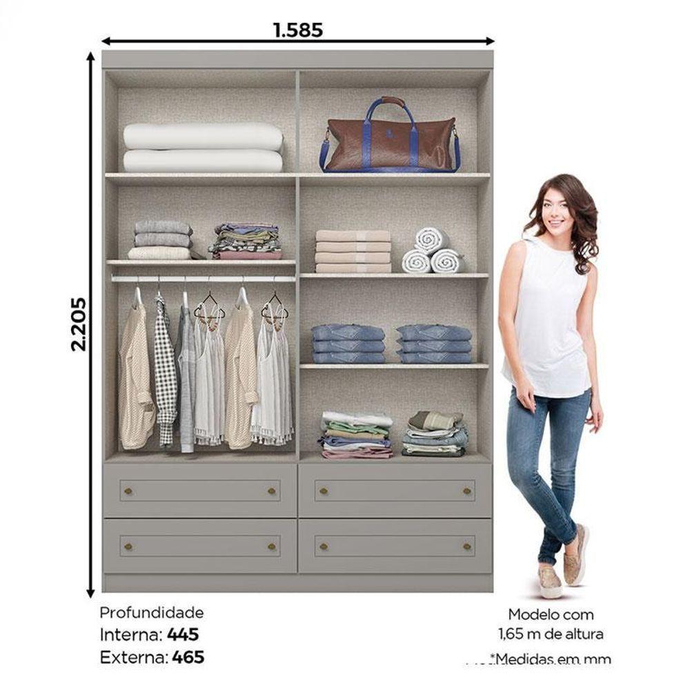 Guarda Roupa Infantil Americano Ambiente 4 Portas Cinza - Henn - 3