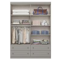 Guarda Roupa Infantil Americano Ambiente 4 Portas Cinza - Henn - 2