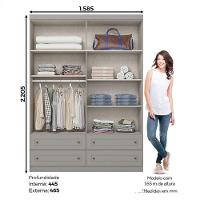 Guarda Roupa Infantil Americano Ambiente 4 Portas Cinza - Henn - 3