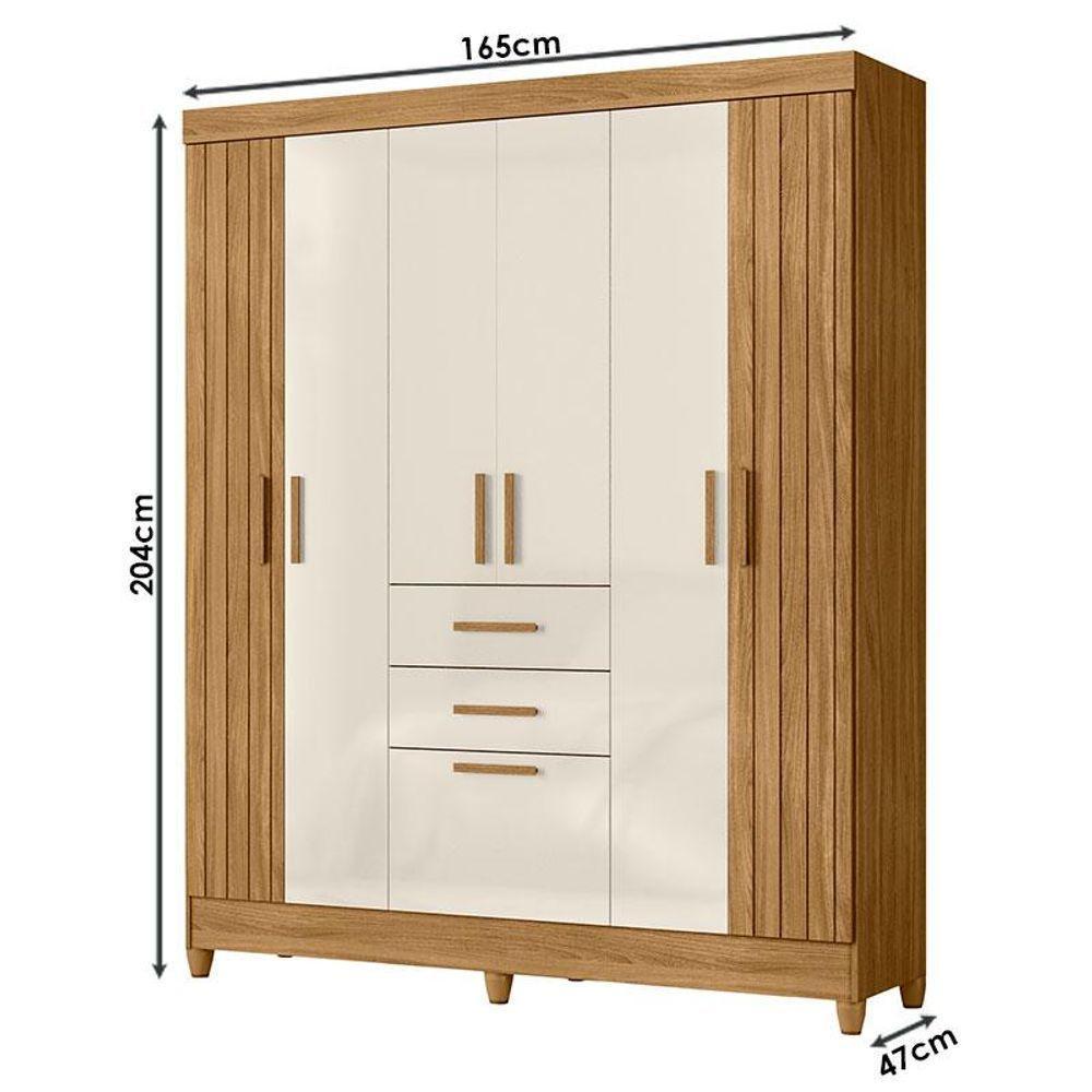 Guarda Roupa Solteiro Malta E Cômoda Vênus Freijó Off White - Moval - 4