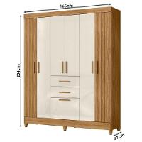 Guarda Roupa Solteiro Malta E Cômoda Vênus Freijó Off White - Moval