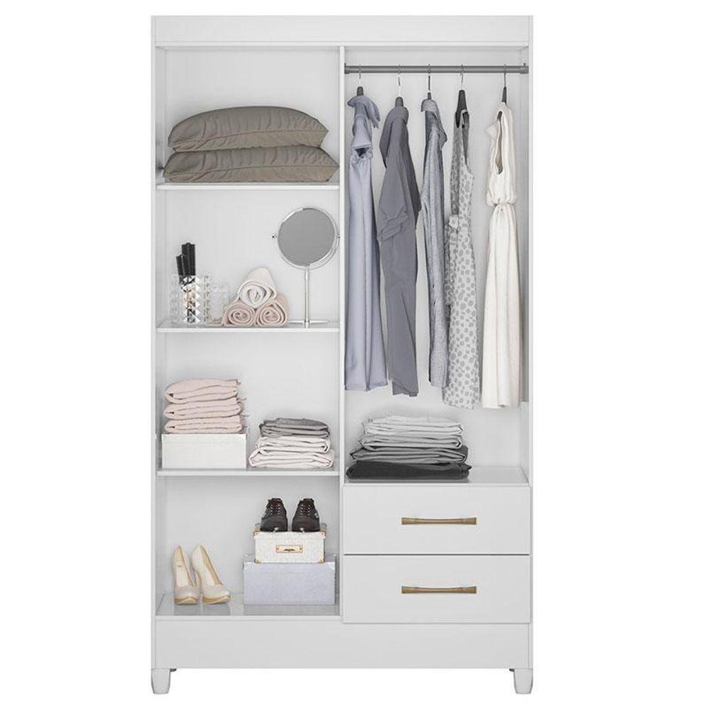 Guarda Roupa Solteiro Chile 4 Portas Branco Brilho - Moval - 3