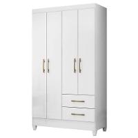 Guarda Roupa Solteiro Chile Com Cômoda Ms913 E Armário Multiuso Jade Branco Brilho- Moval - 2
