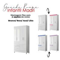 Guarda Roupa Solteiro Madri Com Espelho E Armário Multiuso New íris Branco Brilho - Moval - 3