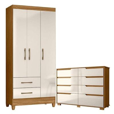 Guarda Roupa Solteiro Lima E Cômoda Georgia Freijó Off White - Moval