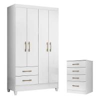 Guarda Roupa Solteiro Chile E Cômoda Ms913 Branco Brilho - Moval - 1