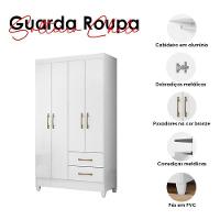 Guarda Roupa Solteiro Chile E Cômoda Ms913 Branco Brilho - Moval - 3