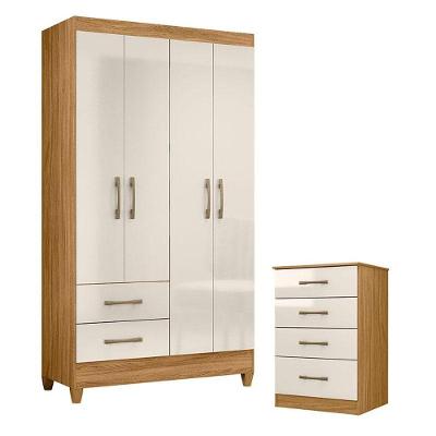 Guarda Roupa Solteiro Chile E Cômoda Ms913 Freijó Off White - Moval