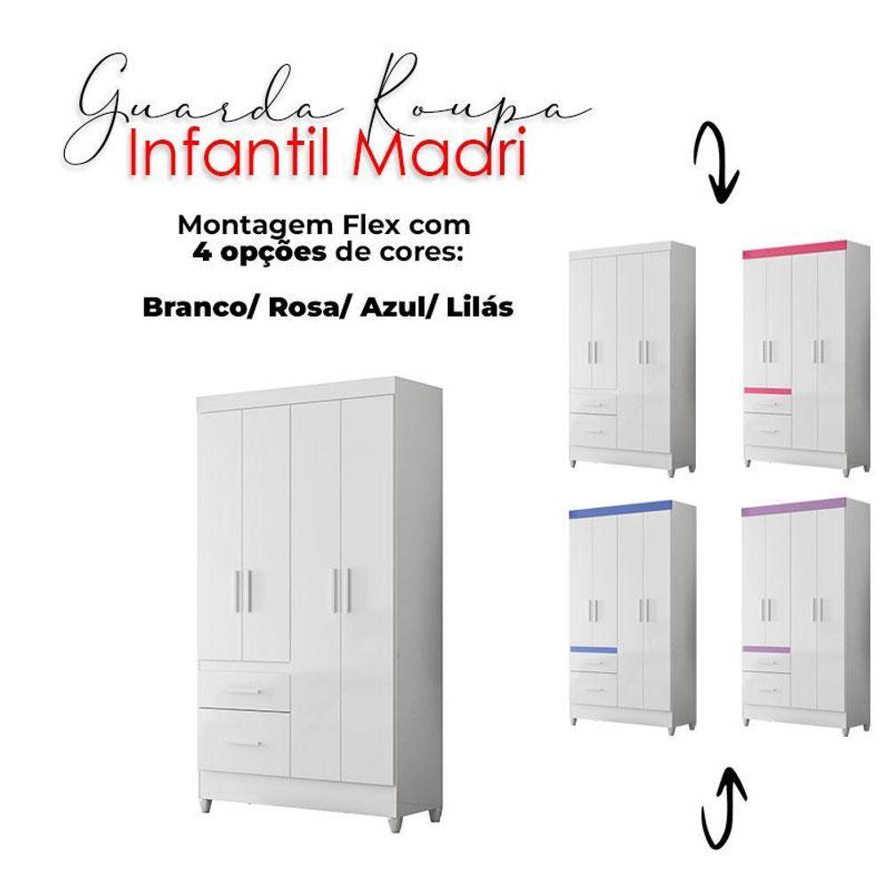 Guarda Roupa Solteiro Madri E Cômoda Vênus Branco Flex - Moval - 3