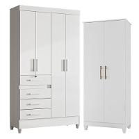 Guarda Roupa Infantil Sobral E Armário Multiuso Jade Branco Brilho - Moval - 1